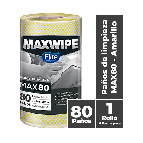 MAXWIPE ROLLO MAX80 - 80 Paños Amarillo