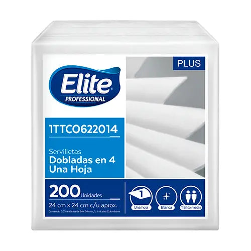 Servilletas Elite 24 x 24 Cm Blancas 200U